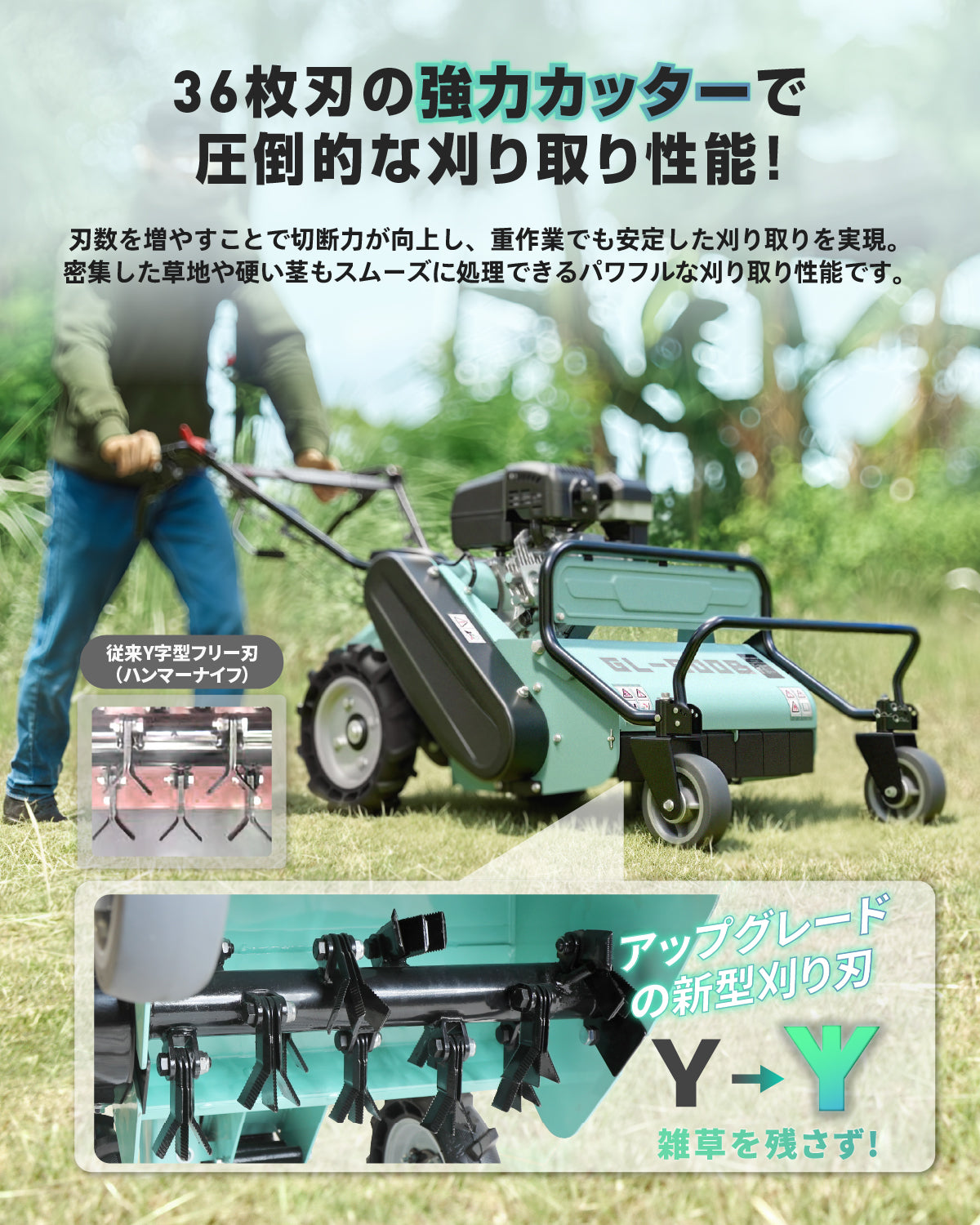 GL-500B/GL-650B用 Y型替刃 3セット・計9枚 自走式ハンマーナイフモア 草刈機用 交換刃 メンテナンス用