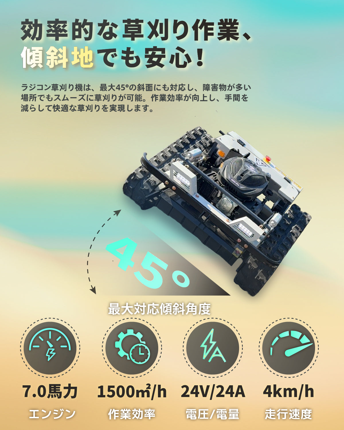 Kareyou ラジコン草刈機 新仕様 ブラシレスモーター付き スロットル遠隔調整可能 リモコン200m操作対応 YE480GS-RT