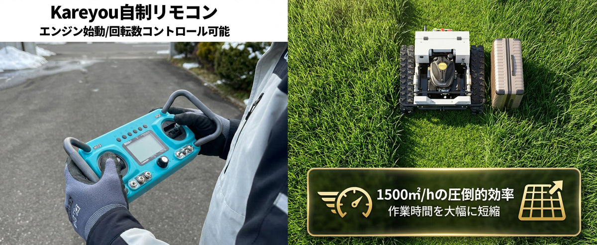 Kareyou ラジコン草刈機 新仕様 ブラシレスモーター付き スロットル遠隔調整可能 リモコン200m操作対応 YE480GS-RT