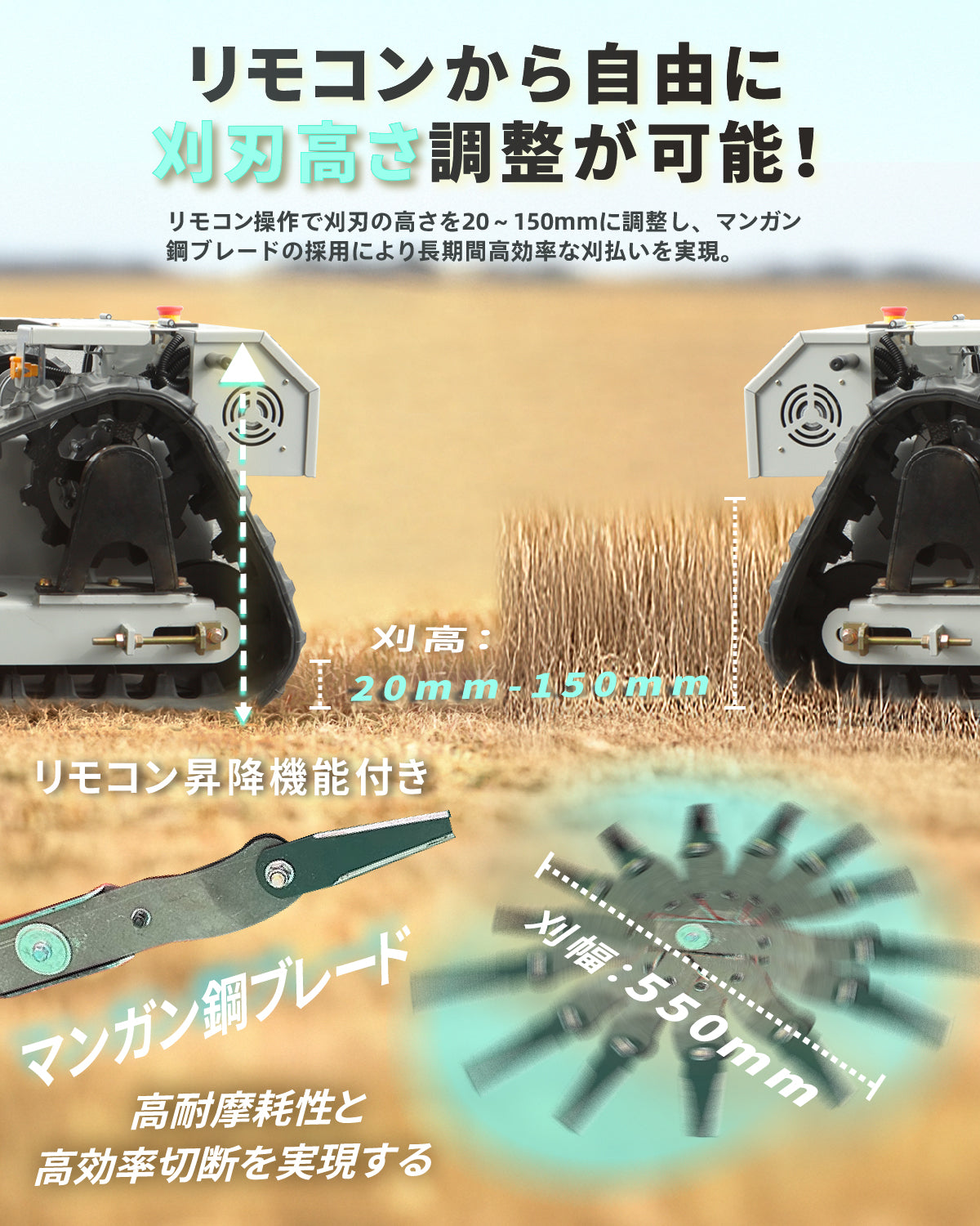 Kareyou ラジコン草刈機 新仕様 ブラシレスモーター付き スロットル遠隔調整可能 リモコン200m操作対応 YE480GS-RT